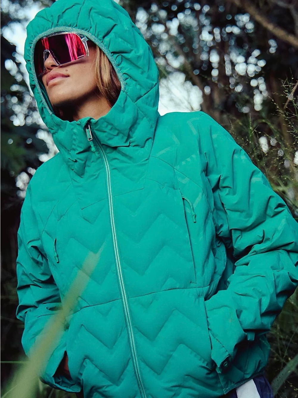 Free People Gettin' Lost Packable Puffer Jacket Green Women’s Large NEW $198